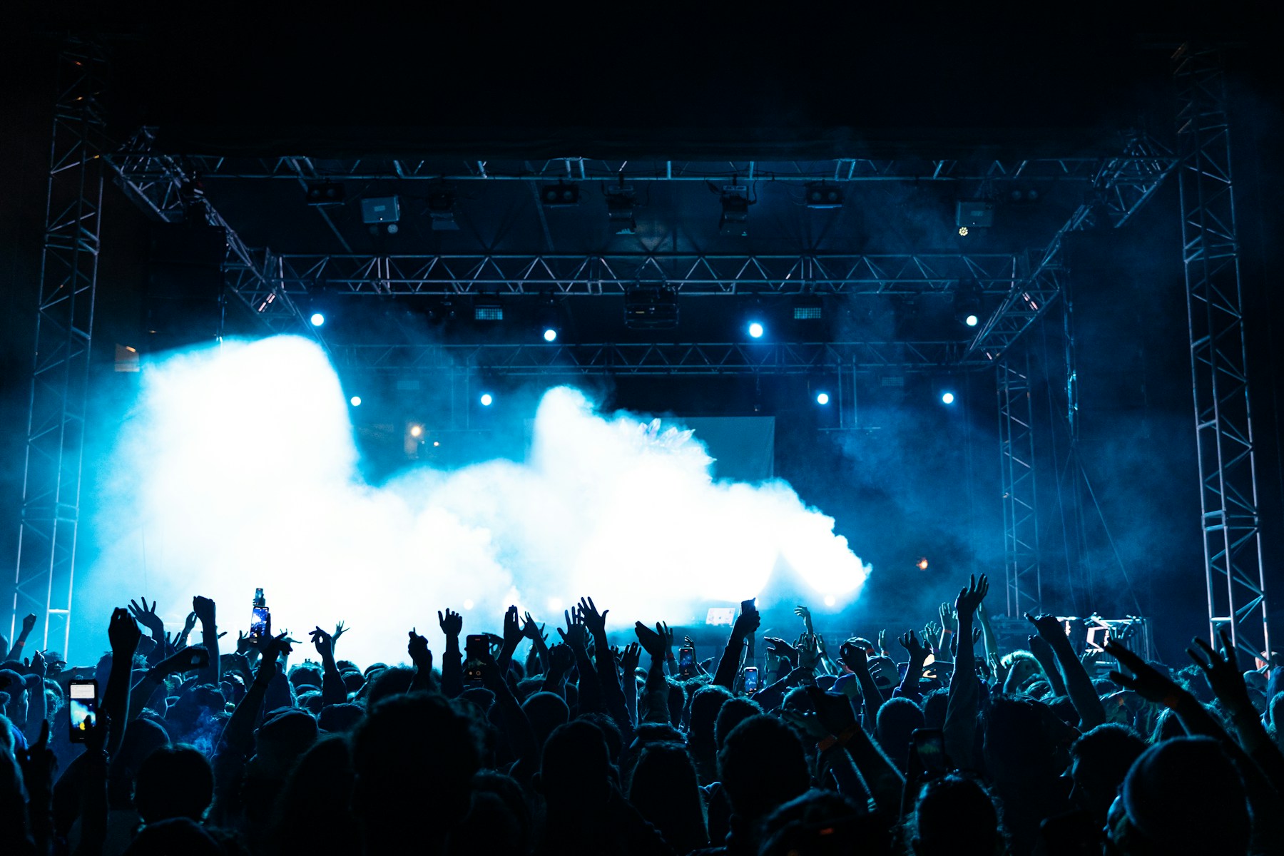 People gathered together at a live music event